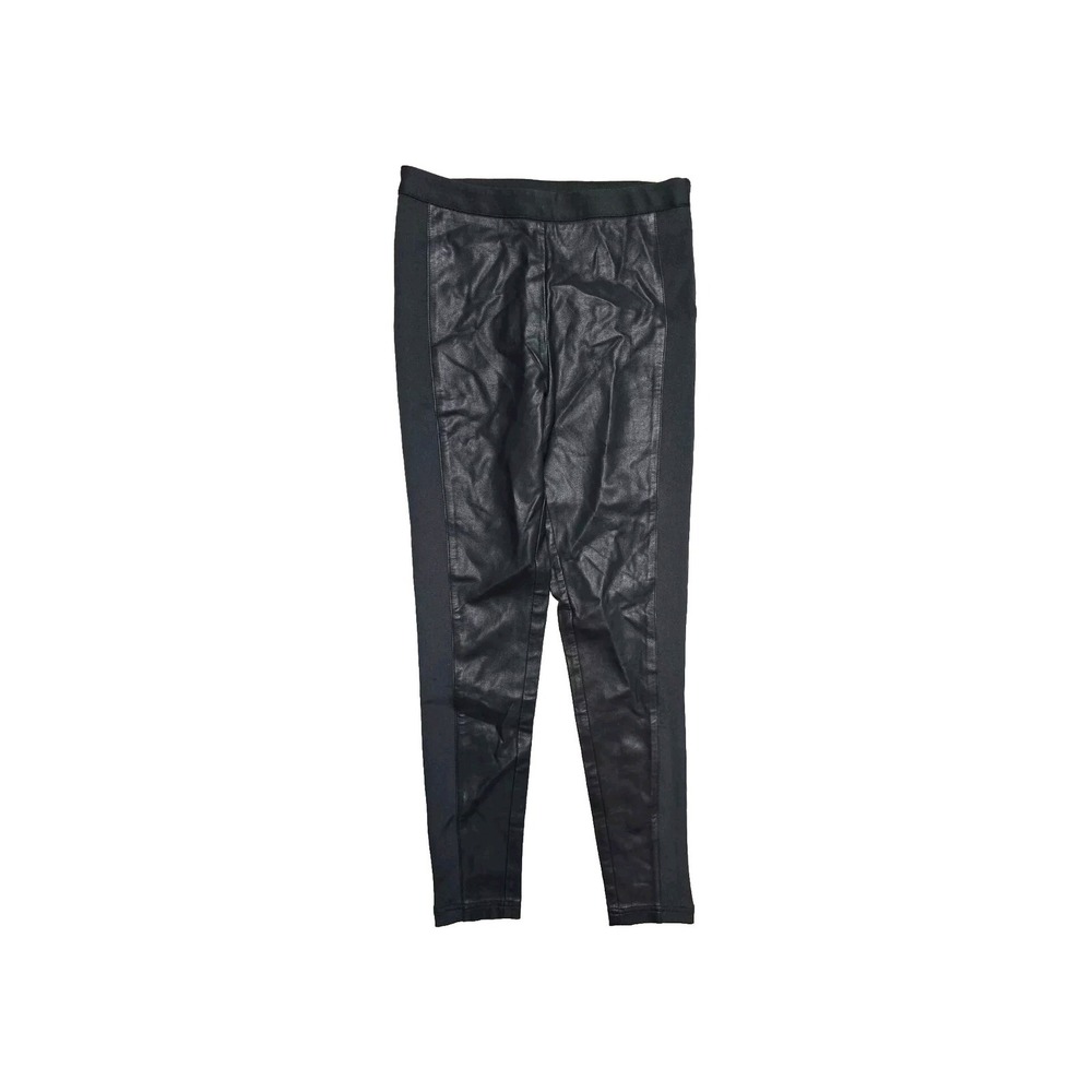 Forever 21 Faux  Leather Side Stretch Panel Black Moto Zip Pants Size L